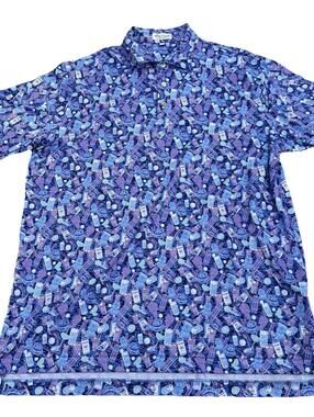 Peter Millar X Caddy Shack Men’s Boozy Golf  Colorful Print Sz L Summer Comfort